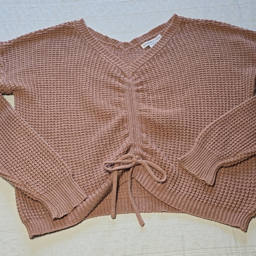 Sincerely Jules Cropped Ruched Front Sweater - Picture 2 of 12